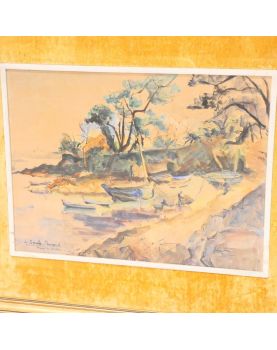 Watercolor with Boats by Lucie SACHO PAVARD