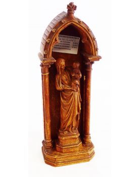 Polychrome Plaster Reliquary Virgin in its Niche