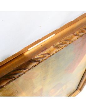 Grand Tableau Huile sur Toile XIXe Siècle Saint Louis