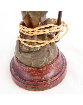 Lampe en Régule Style 1900 sur Socle en Bois