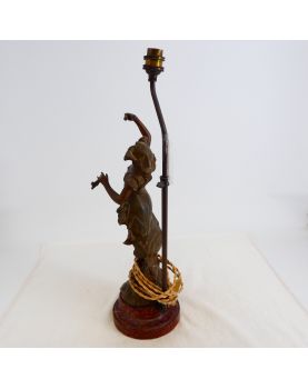Lampe en Régule Style 1900 sur Socle en Bois