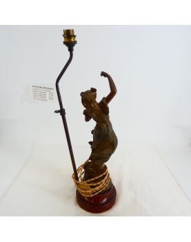 Lampe en Régule Style 1900 sur Socle en Bois