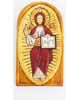 Icon of Christ in Gilded Wood in the Shape of an Ogive