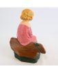 Sujet Fillette Assise en Terre Cuite Polychrome Michel PASCAL