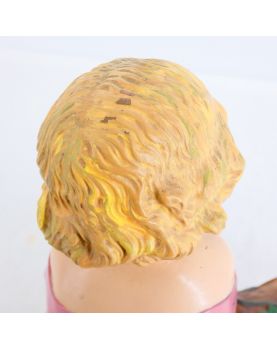 Sujet Fillette Assise en Terre Cuite Polychrome Michel PASCAL