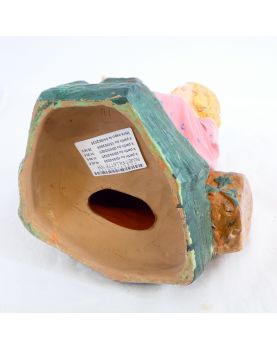 Sujet Fillette Assise en Terre Cuite Polychrome Michel PASCAL