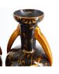 Paire de Vases en Céramique Doré Signé P. HEUZÉ