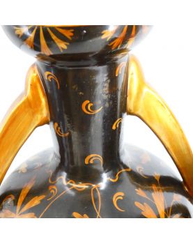 Paire de Vases en Céramique Doré Signé P. HEUZÉ