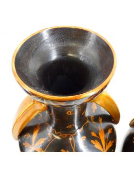 Paire de Vases en Céramique Doré Signé P. HEUZÉ