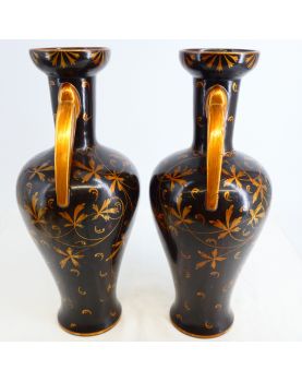 Paire de Vases en Céramique Doré Signé P. HEUZÉ