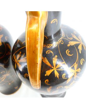 Paire de Vases en Céramique Doré Signé P. HEUZÉ