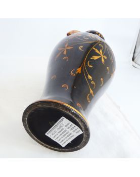 Paire de Vases en Céramique Doré Signé P. HEUZÉ