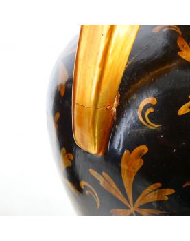 Paire de Vases en Céramique Doré Signé P. HEUZÉ
