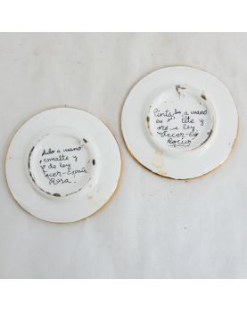 Paire de Dessous de Verres/Coupelles en Faïence Espagnol Décor Florale