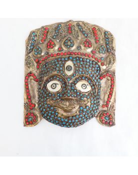 Petit Masque Bleu et Rouge Asiatique à Incrustations