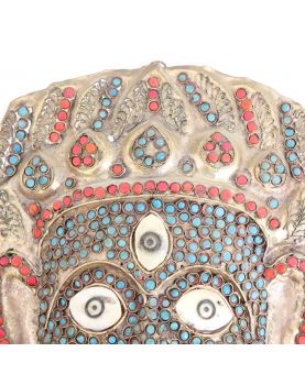 Small Blue and Red Asian Inlaid Mask
