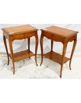 Paire de Chevets 1 Tiroir en Merisier Style Louis XV Pieds Galbés