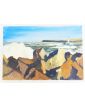 Small Oil on Canvas Decor with Cliffs Signed Nicole JOFFRE Unframed