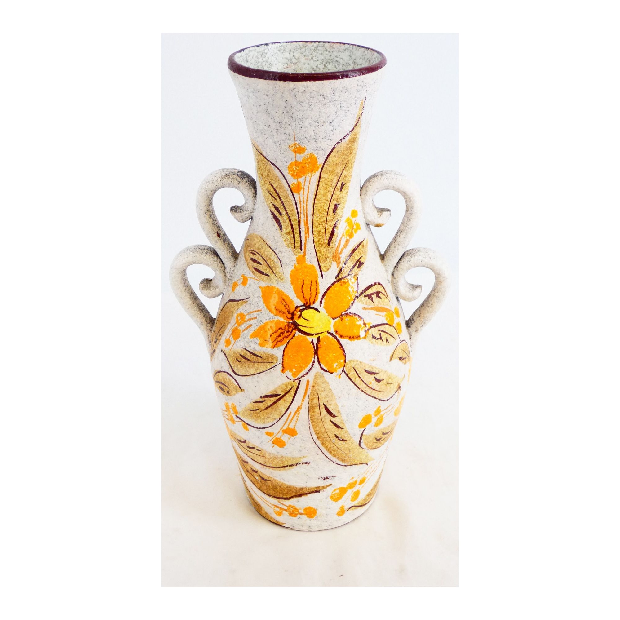 Vase Italien 2 Anses Décor Florale Vase Italien 2 Anses Décor Florale