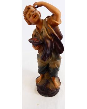 Sujet Jeune Garçon en Plâtre Moulé Polychrome Incomplet