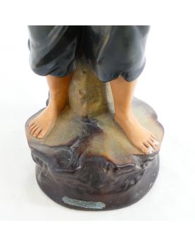 Sujet Jeune Garçon en Plâtre Moulé Polychrome Incomplet