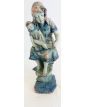 Signed Blue Terracotta Doll Girl