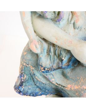 Signed Blue Terracotta Doll Girl