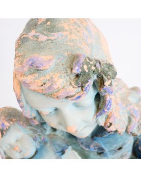 Signed Blue Terracotta Doll Girl