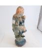 Signed Blue Terracotta Doll Girl
