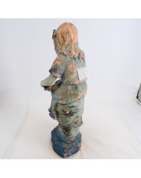 Signed Blue Terracotta Doll Girl