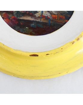 Miniature sur Cuir Cadre Jaune
