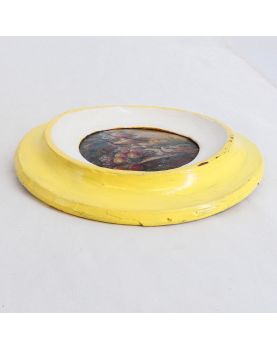 Miniature sur Cuir Cadre Jaune