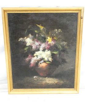 Huile sur Toile Brunel Neuville Bouquet de Fleurs