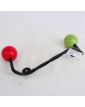 Petite Patère en Métal Noir et 2 Boules Colorés en Bois