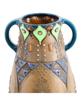 Earthenware Vase with 2 Enamelled Handles