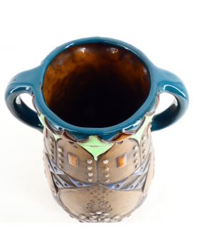 Earthenware Vase with 2 Enamelled Handles