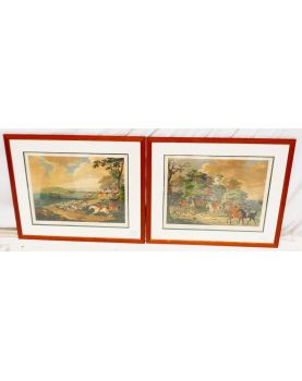Paire de Grandes Gravures Anglaises Décor de Chasse