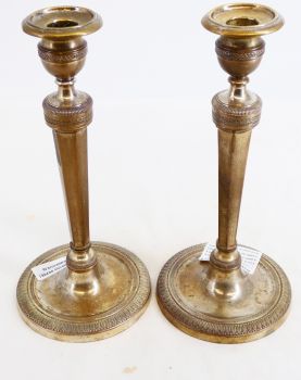 Paire de Flambeaux Directoire en Bronze Argenté