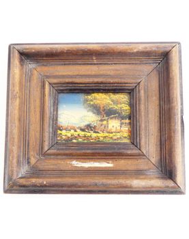 Small Painted Panel Mountain Scene