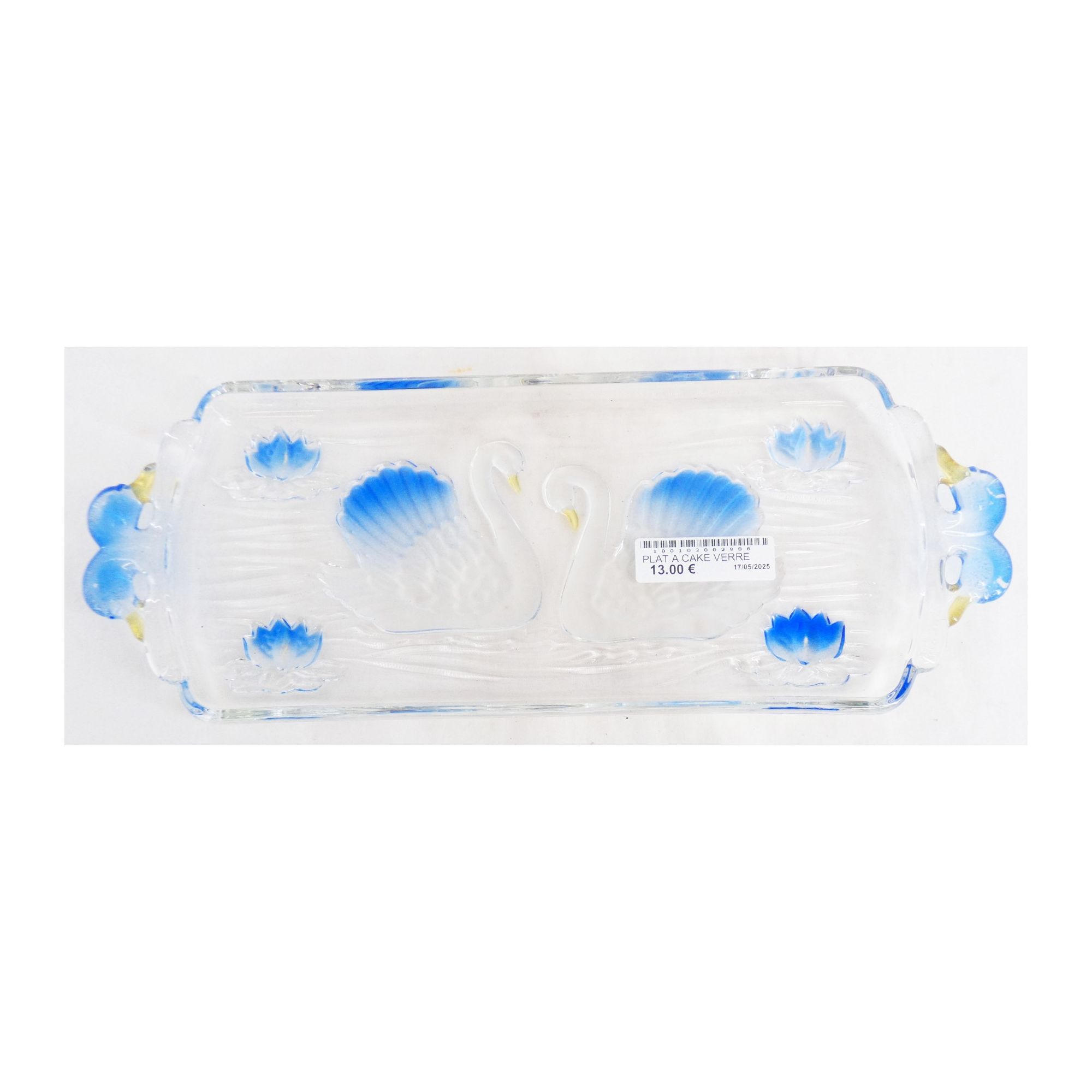 Plat à Cake en Verre Décor Cygne Plat à Cake en Verre Décor Cygne
