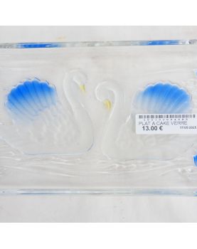 Plat à Cake en Verre Décor Cygne