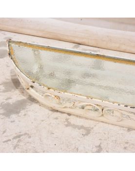 Console avec Étagère en Fer Forgé Blanc et Dessus Verre