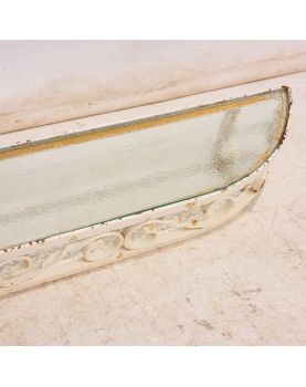 Console avec Étagère en Fer Forgé Blanc et Dessus Verre