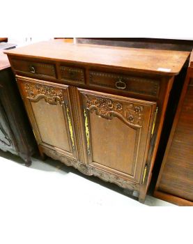 Commode Normande 2 Portes 3 Tiroirs en Chêne Sculpté