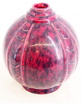 Vase Art Déco Rouge et Noir