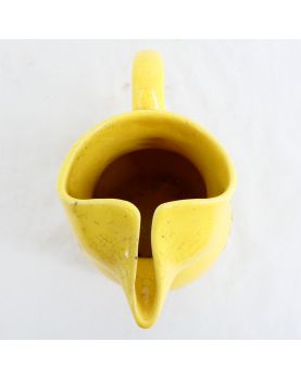 Antique Yellow BERGER Pitcher in Cracked Earthenware
