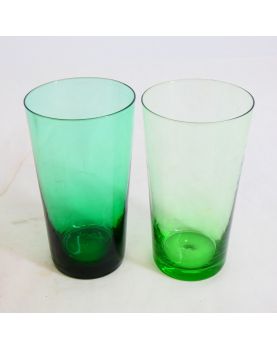 Set of 8 Vintage Colored Glasses with Gold Basket