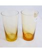 Set of 8 Vintage Colored Glasses with Gold Basket