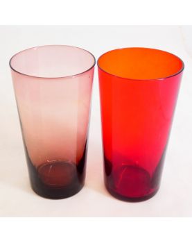Set of 8 Vintage Colored Glasses with Gold Basket