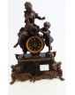 Spelter Pendulum with Woman and Child Subject to Restoration with Pendulum